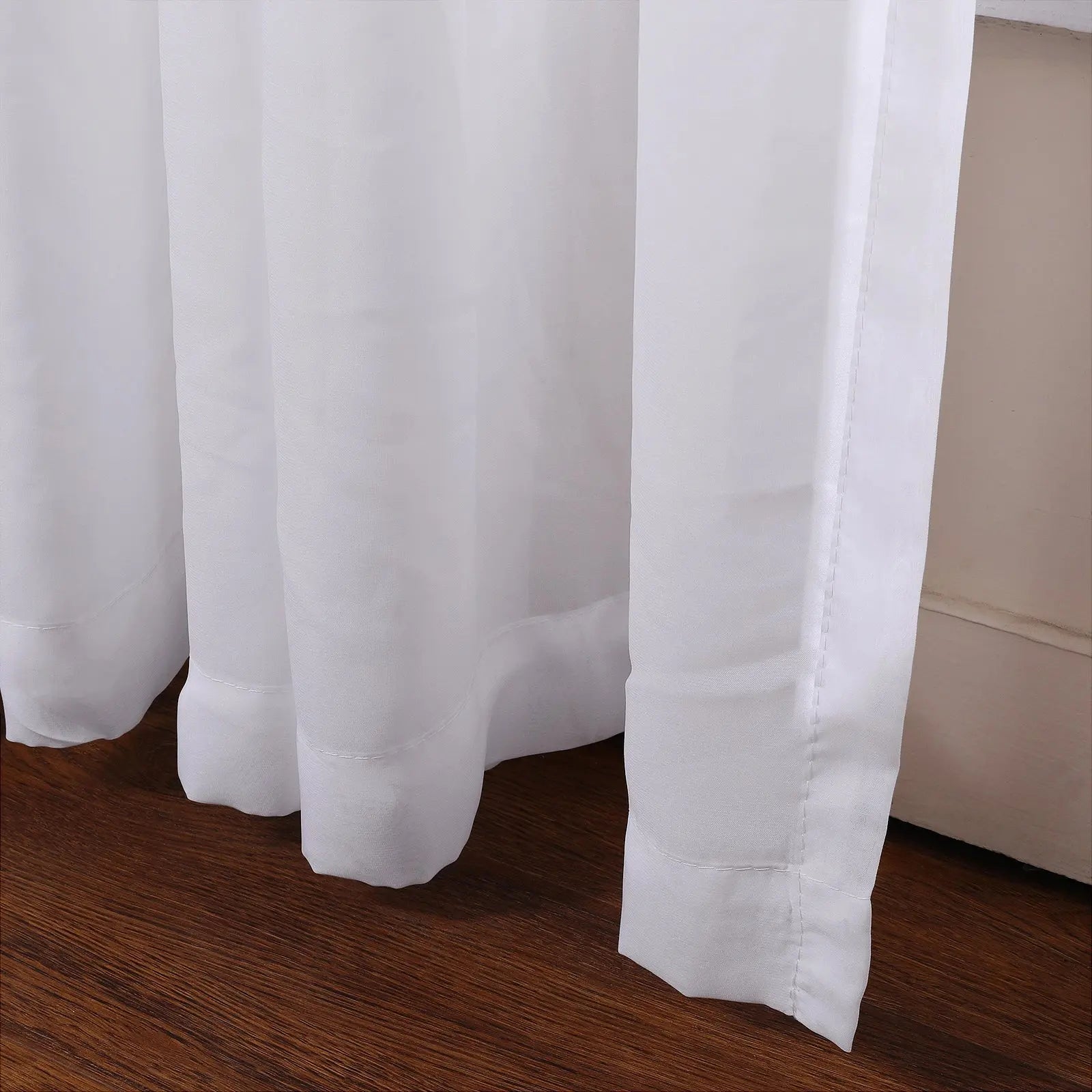 Pleated Solid Voile Sheer Curtain in Scandina Style