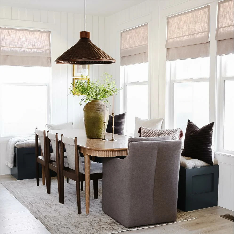 Liz Linen Roman Shades for Windows with Loop Cord Lift Design