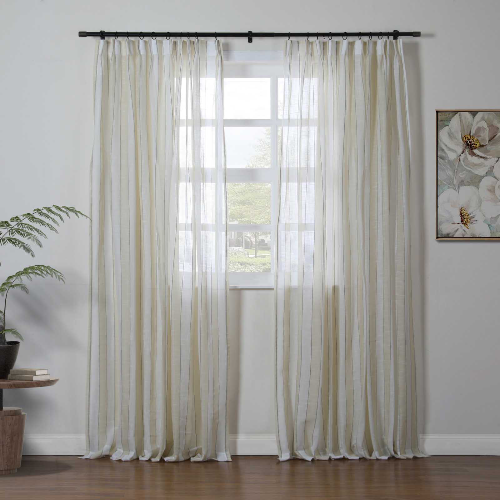 Brooklyn Woven Striped Sheer Curtain