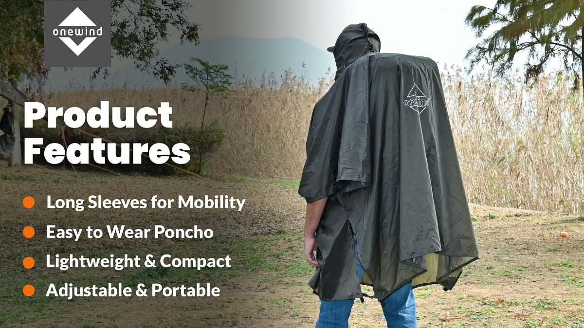 Ultralight Rain Poncho for Hiking and Camping