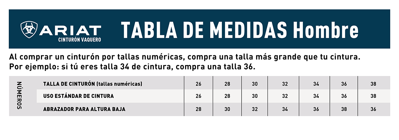 Tablas de tallas para hombres