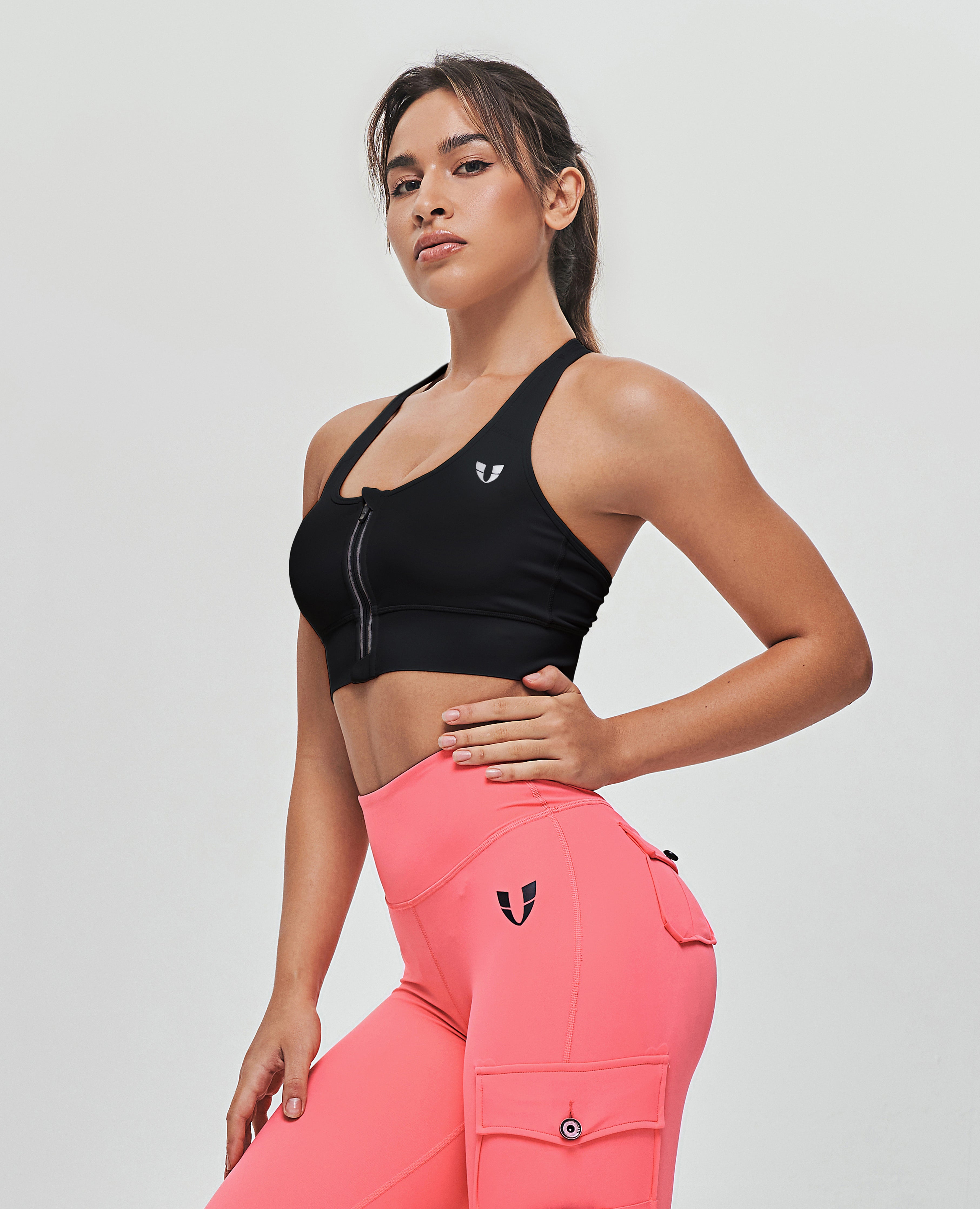 Movement Super Sculpt Seamless Scoop Neck Open Back Sports Bra in Marl  Black