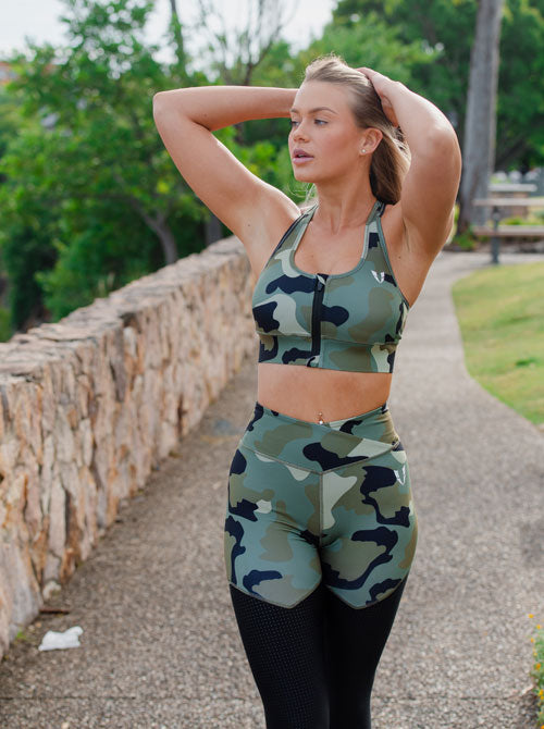 camo sports bra firm abs