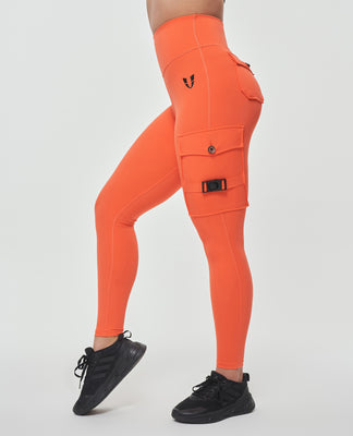Cargo Fitness Leggings - Orange, Firmabs
