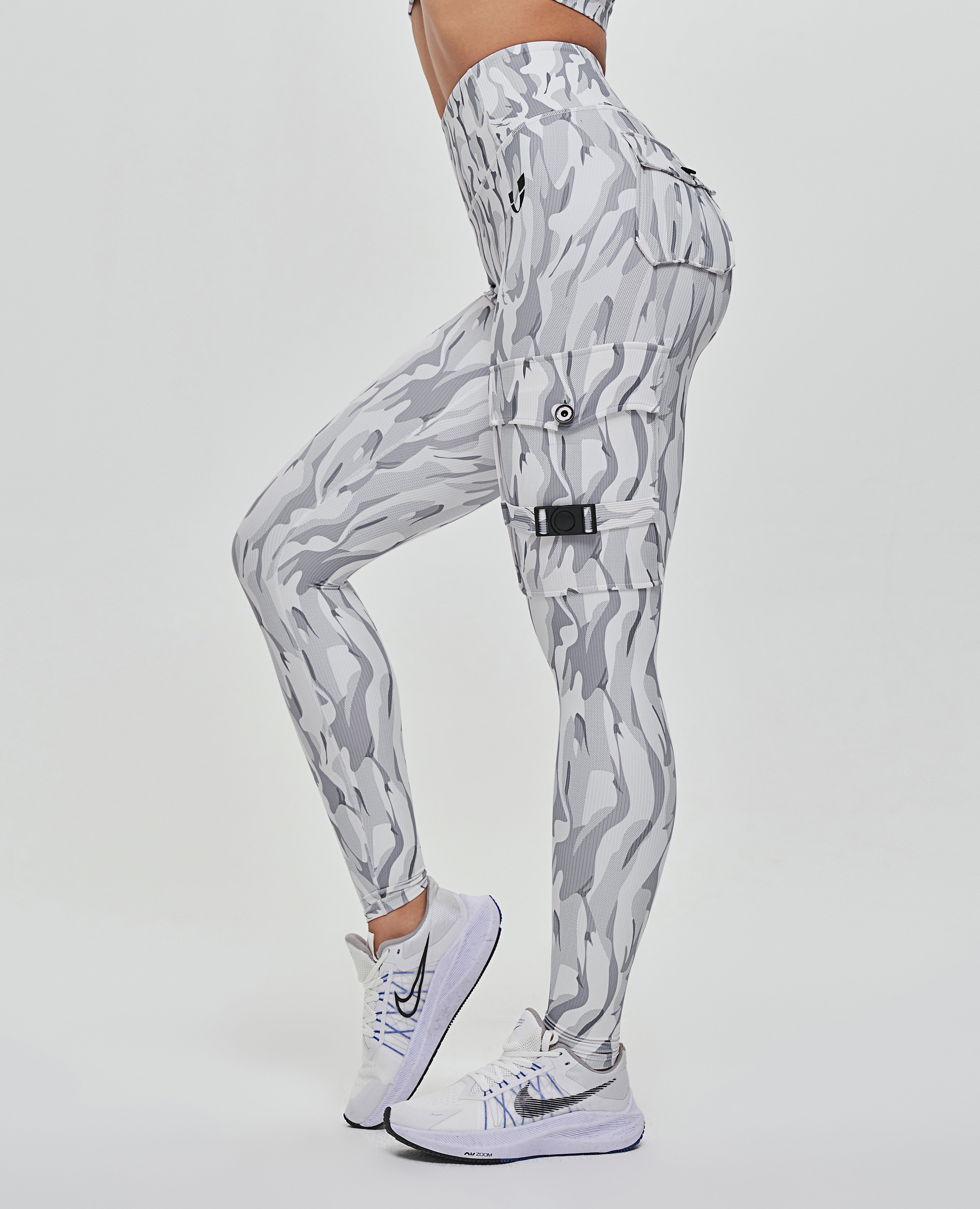 Cargo Power Leggings White Camo and Black