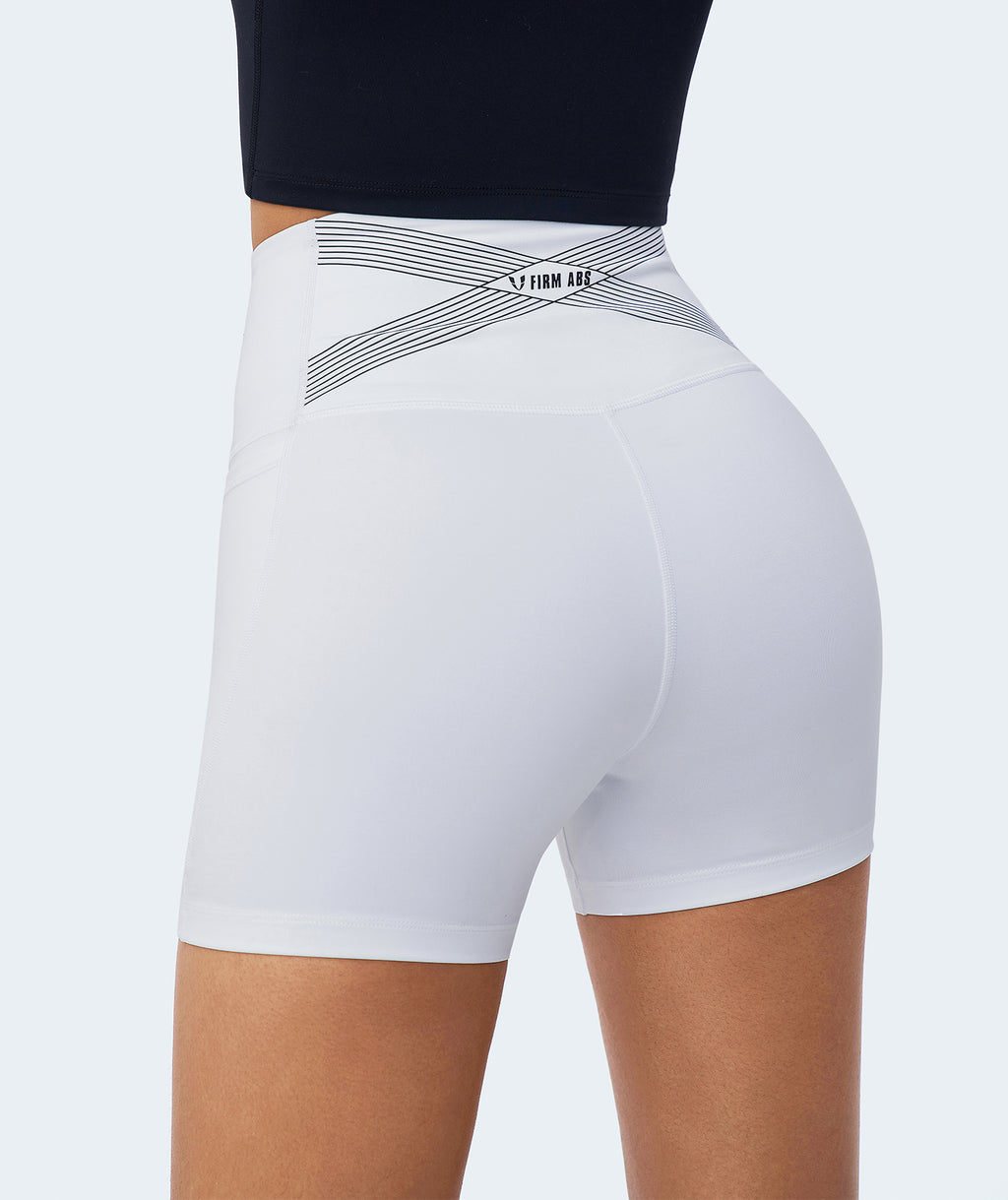 High-waisted Gym Shorts White | FIRM ABS