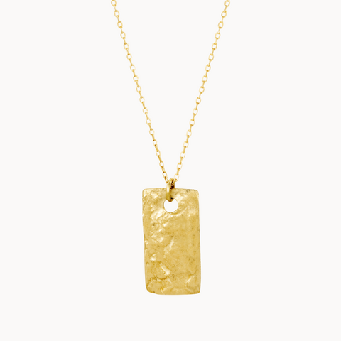 9ct Gold Personalised Raw Rectangle Pendant Necklace £230.00