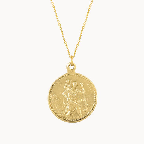 9ct Gold Personalised Saint Christopher Medallion Necklace £229.00