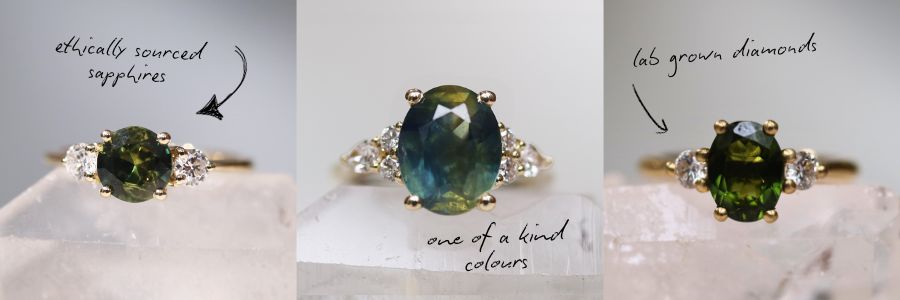 Oval green sapphire solitaire engagement ring - The Lucy Montana Sapphire  Inspired