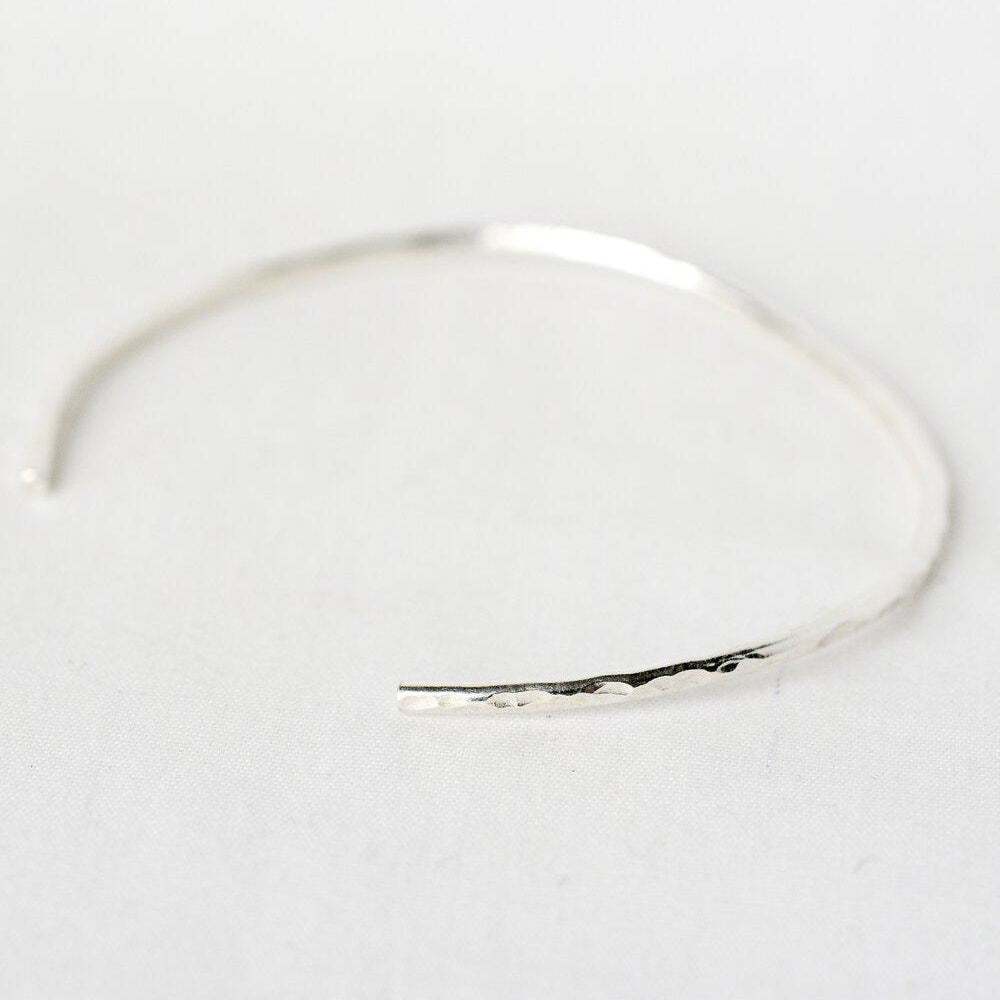 Wanderlust Hammered Sterling Silver Bangle Cuff Bracelet