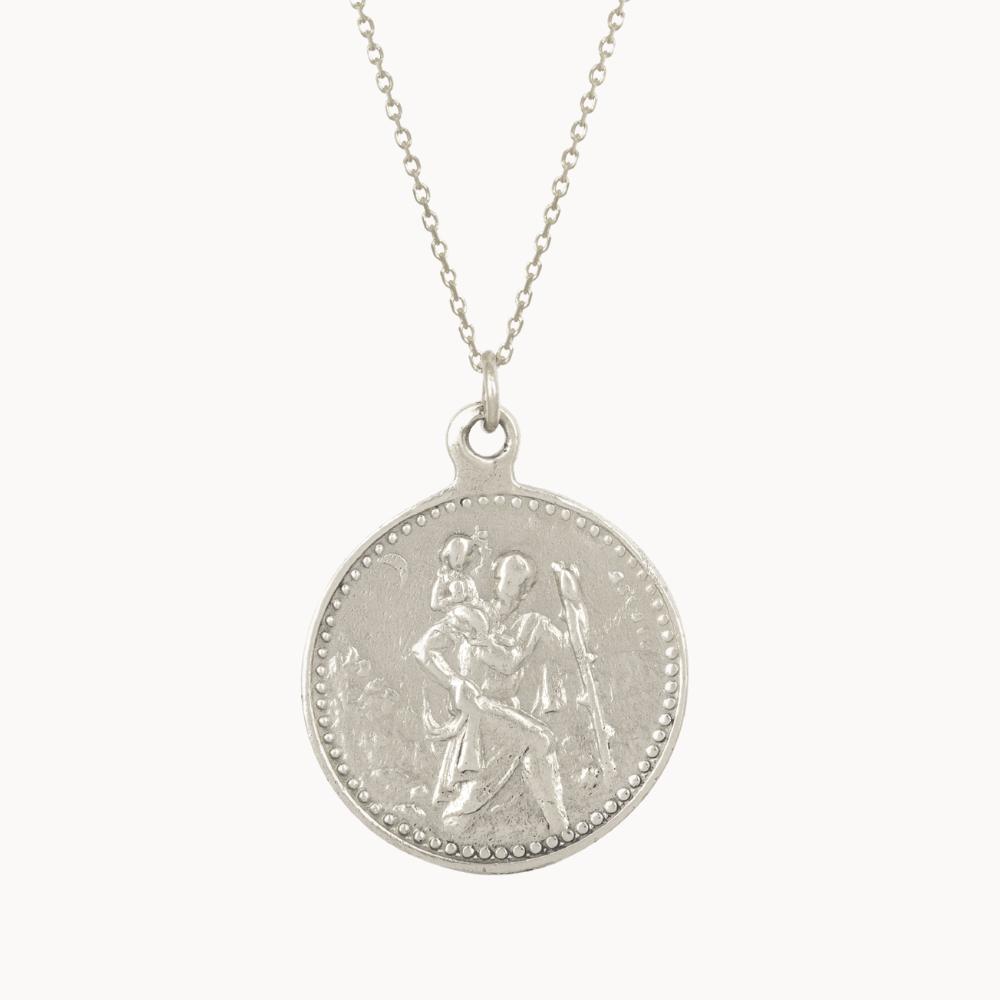 Sterling Silver Personalized Rectangle St Christopher With Travelers Prayer