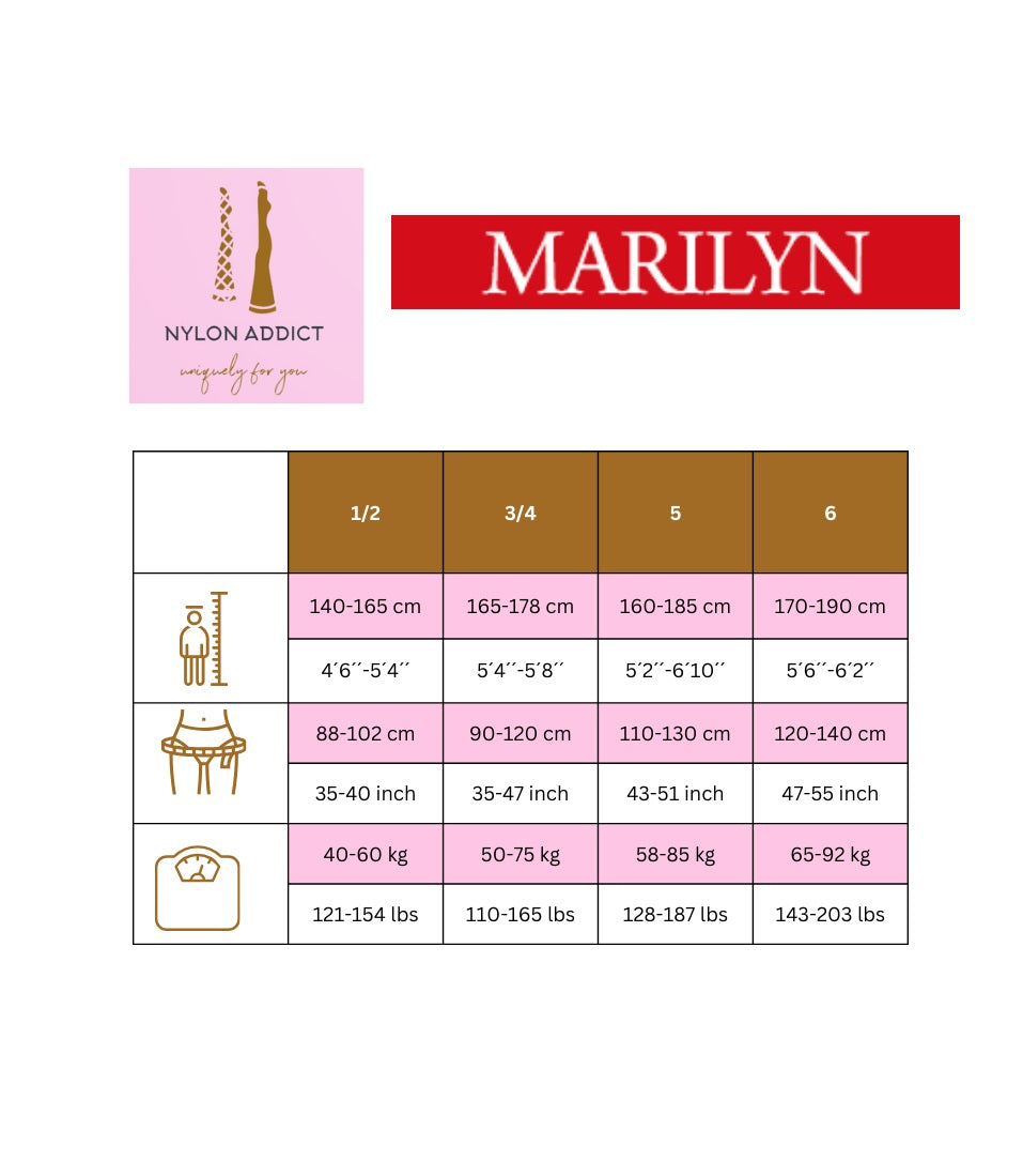 Tableau des tailles de Marilyn Nylon Addict