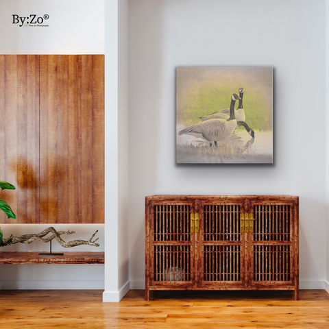 Canvas Print of Original Photography of Geese on displayed on wall