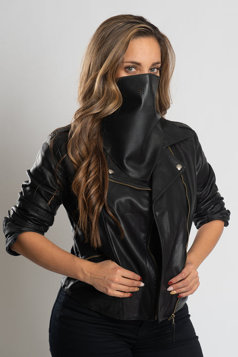 1Piece Leather Triangle Mask Blac