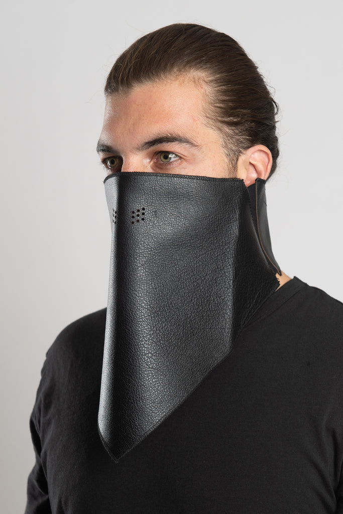 Download 3-Piece Leather Triangle Mask Black - Hair Glove