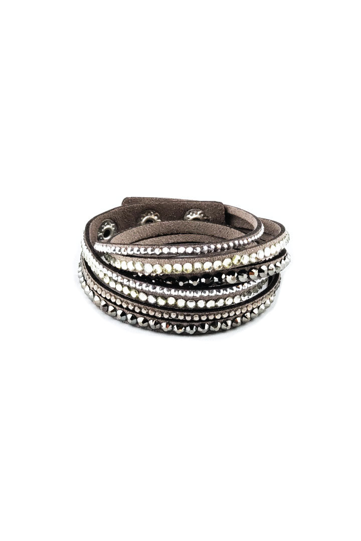 Silver Stud and Bling Faux Suede Bracelet – Hair Glove