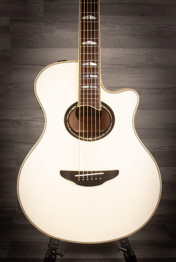 white acoustic guitar yamaha