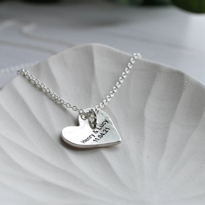 Engraved silver heart pendant commission by Aimi Cairns Jewellery