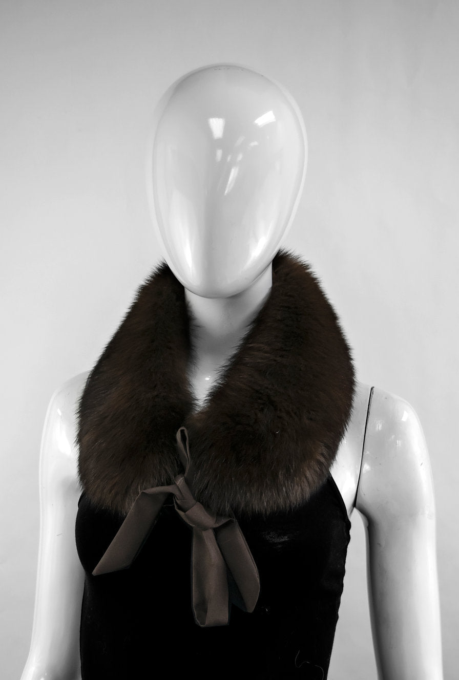 Fox Fur Collar With Satin Ties (black or brown)