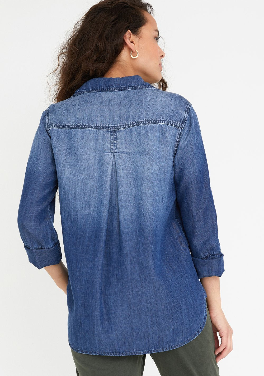 Shirt Tail Button Down - Dark Ombre Wash