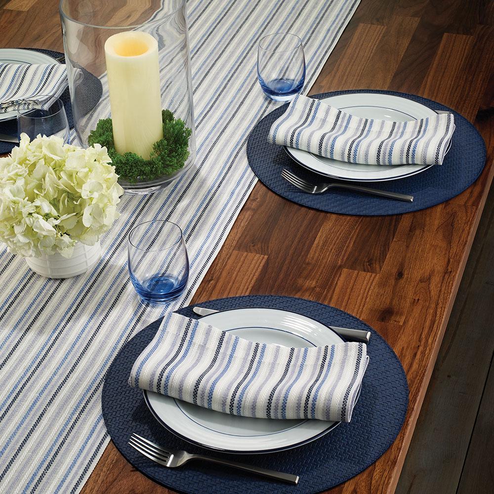 Grecian Stripe Navy 22" Napkin Set