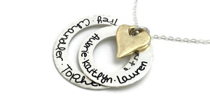 Sterling Loops and Artisan Gold Heart Necklace