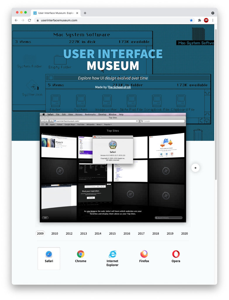 User Interface Museum website screenshot