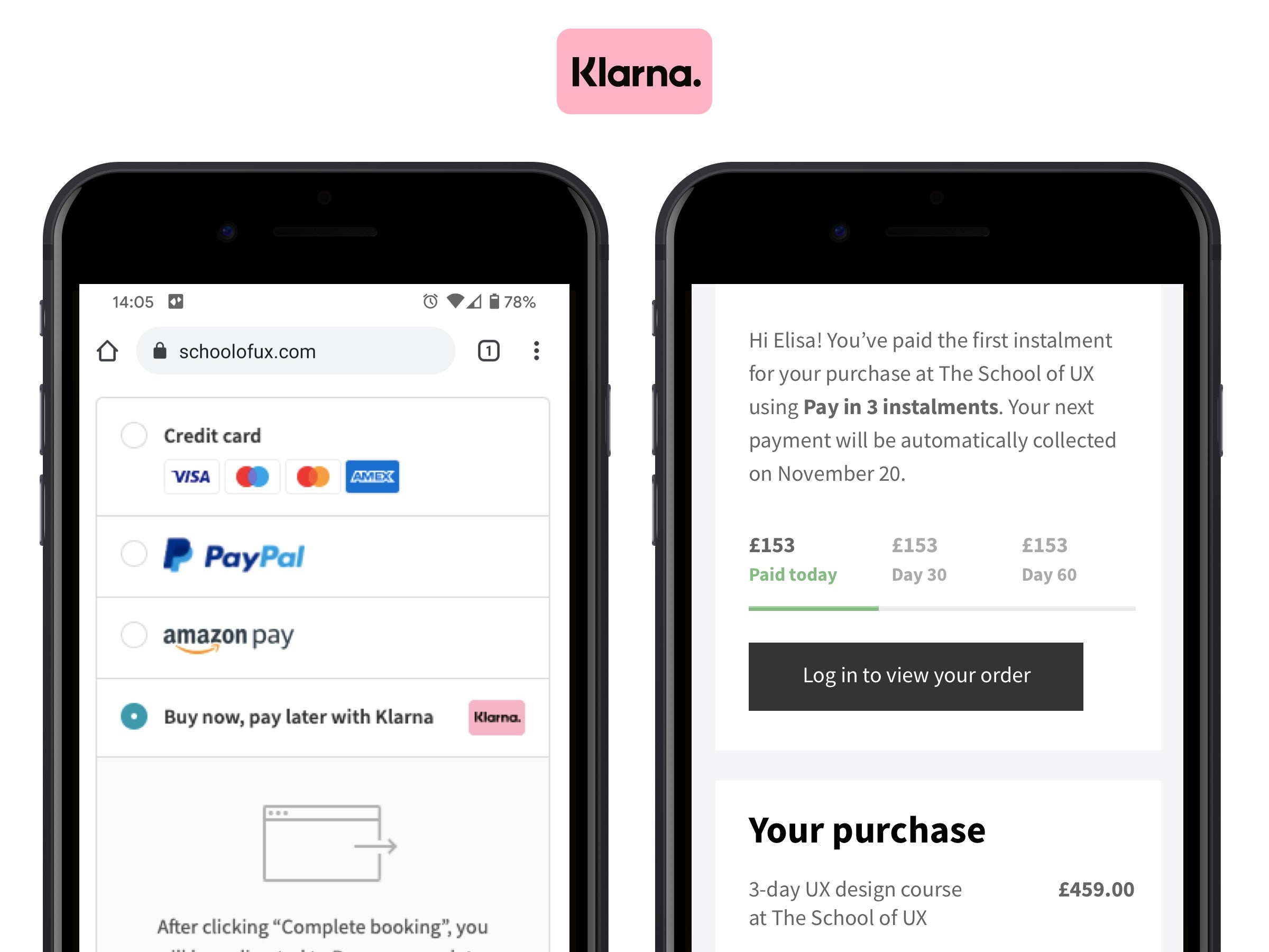 pay for flights with klarna