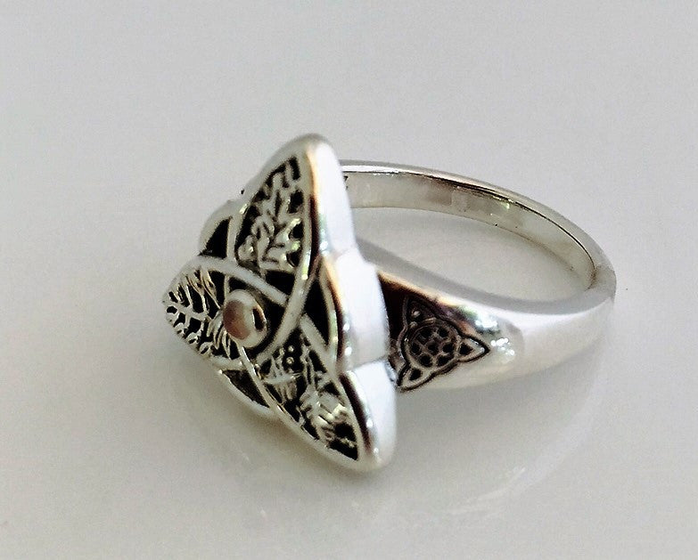 Oak Ash Thorn Ring .925 Sterling Silver Celtic Knot Triquetra Faerie M ...