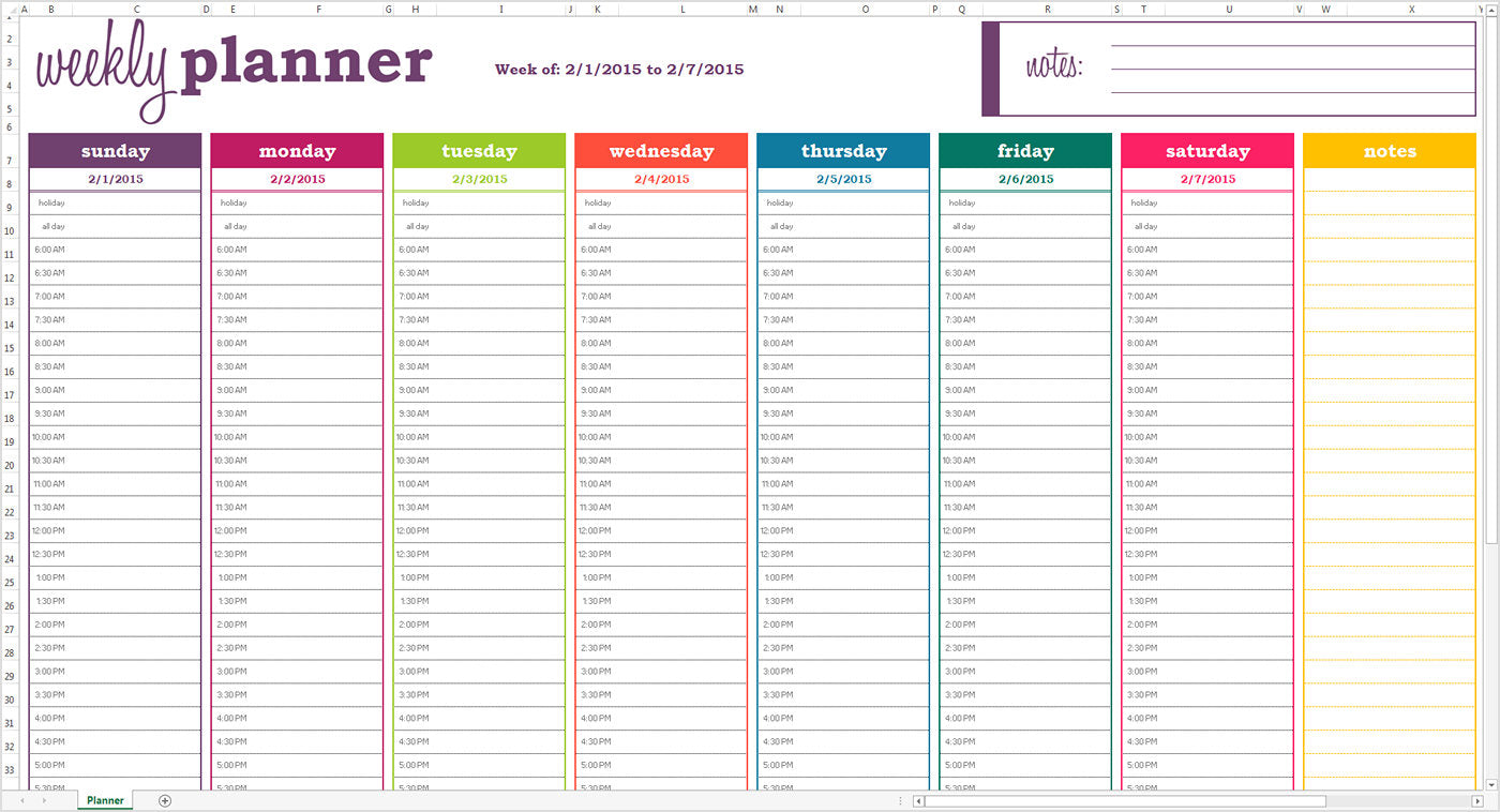 Free Printable Weekly Planner Template Excel