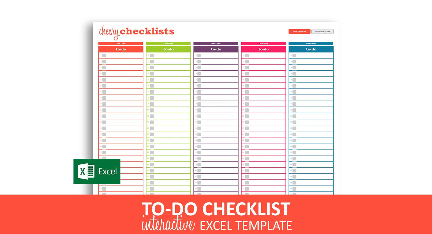Cheery Checklists Excel Template – Savvy Spreadsheets