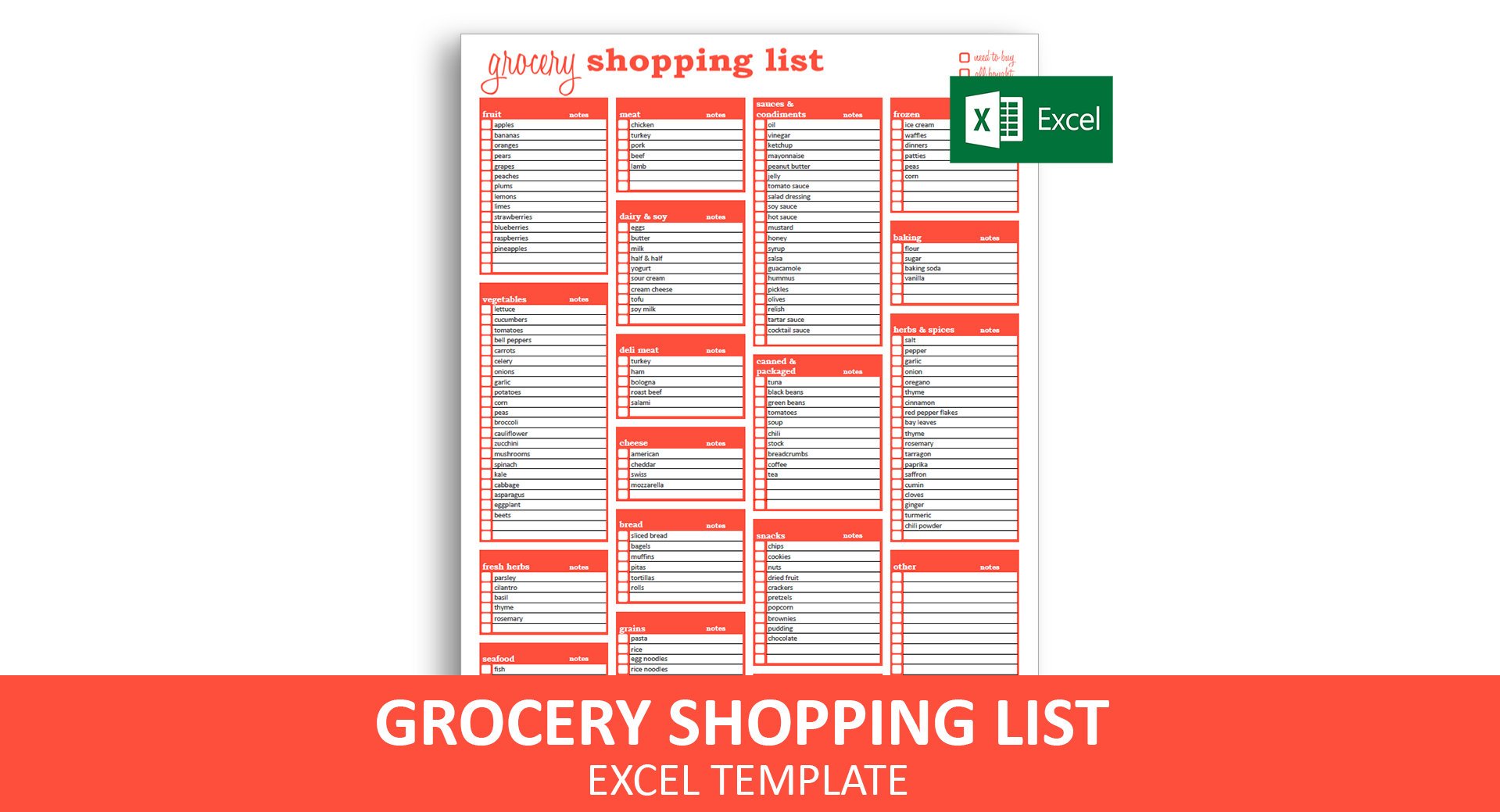 Grocery Shopping List Excel Template – Savvy Spreadsheets