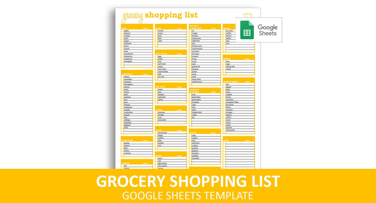 Grocery Shopping List Google Sheets Template – Savvy