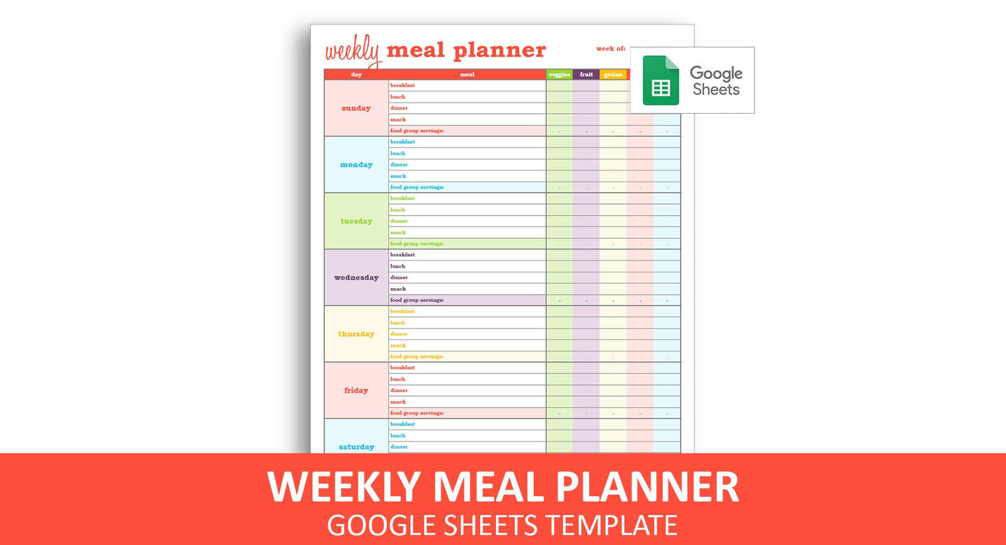 Weekly Meal Planner - Google Sheets Template – Savvy Spreadsheets