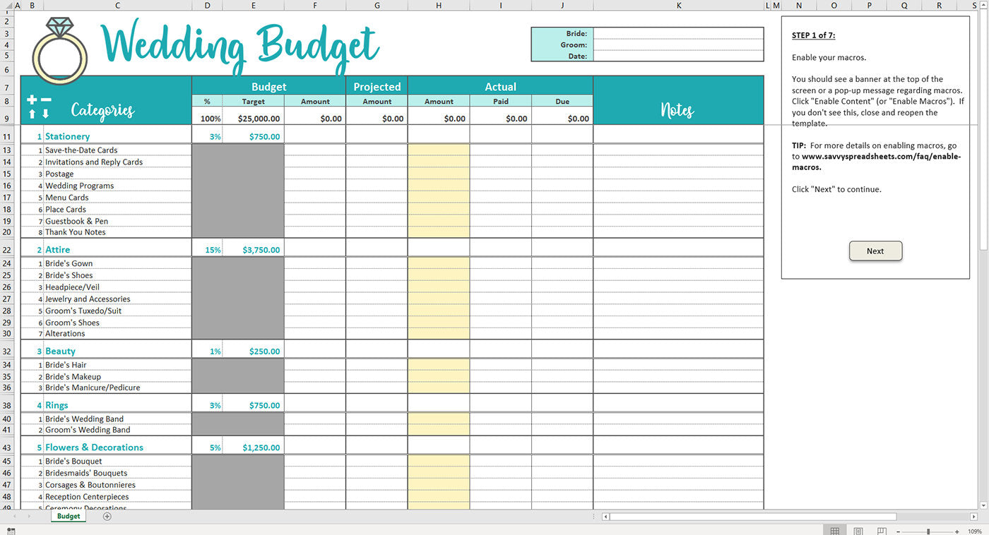 Savvy Wedding Budget Excel Template Savvy Spreadsheets