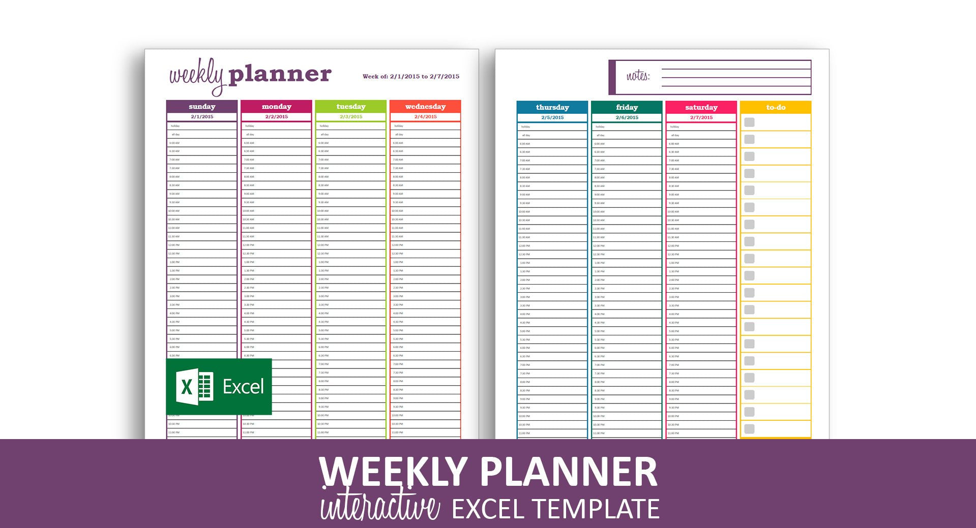 Calendar Weekly Planner Template