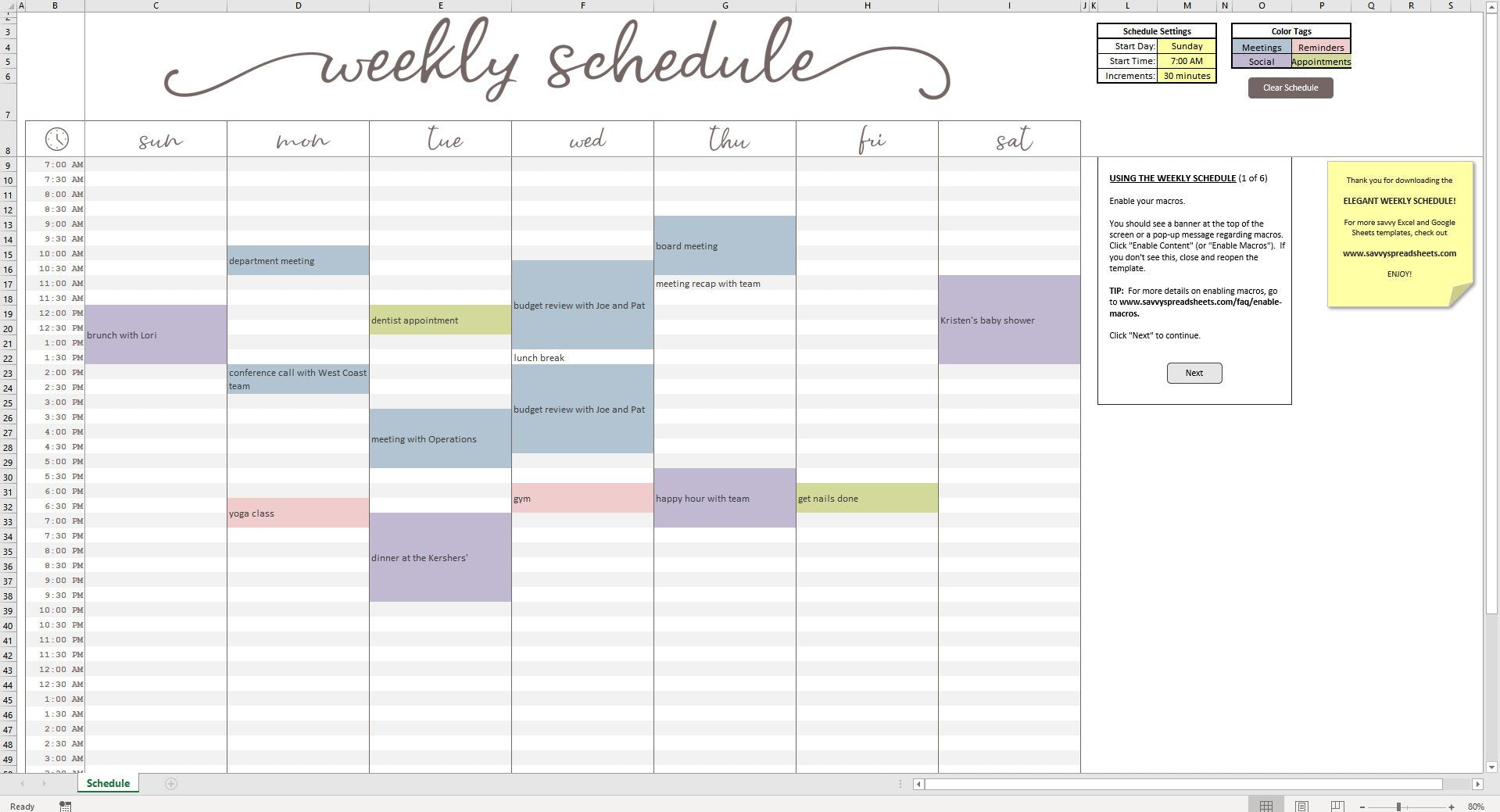 work schedule excel template free