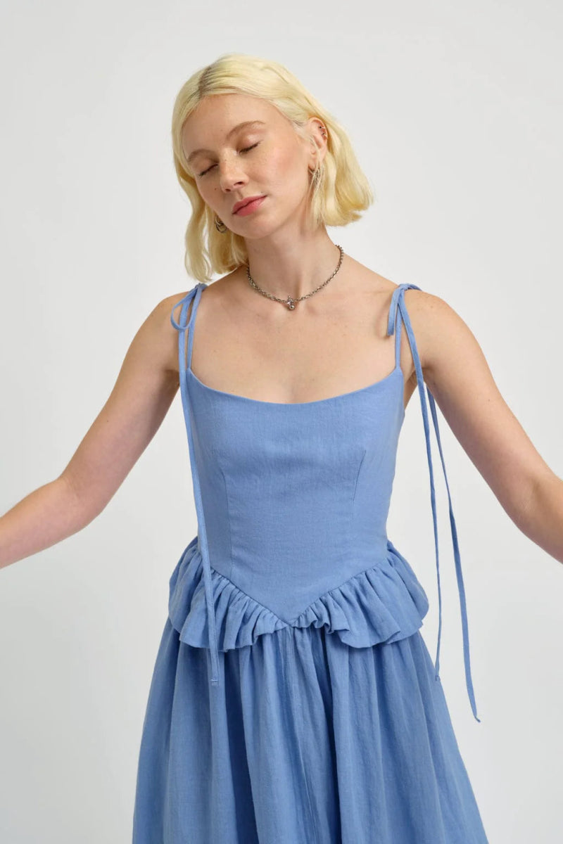 Eliza Faulkner Tessa Dress (Blue Linen)