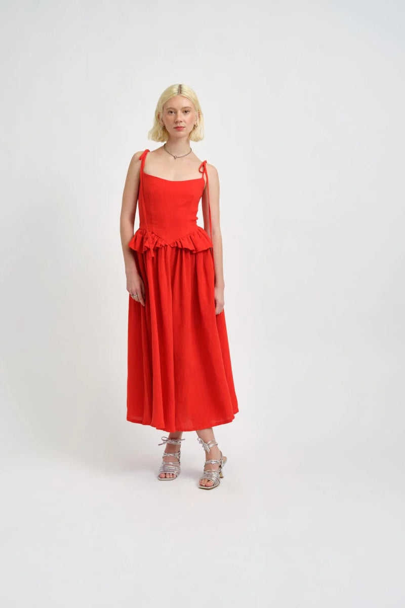 Eliza Faulkner Tessa Dress (Red Linen)