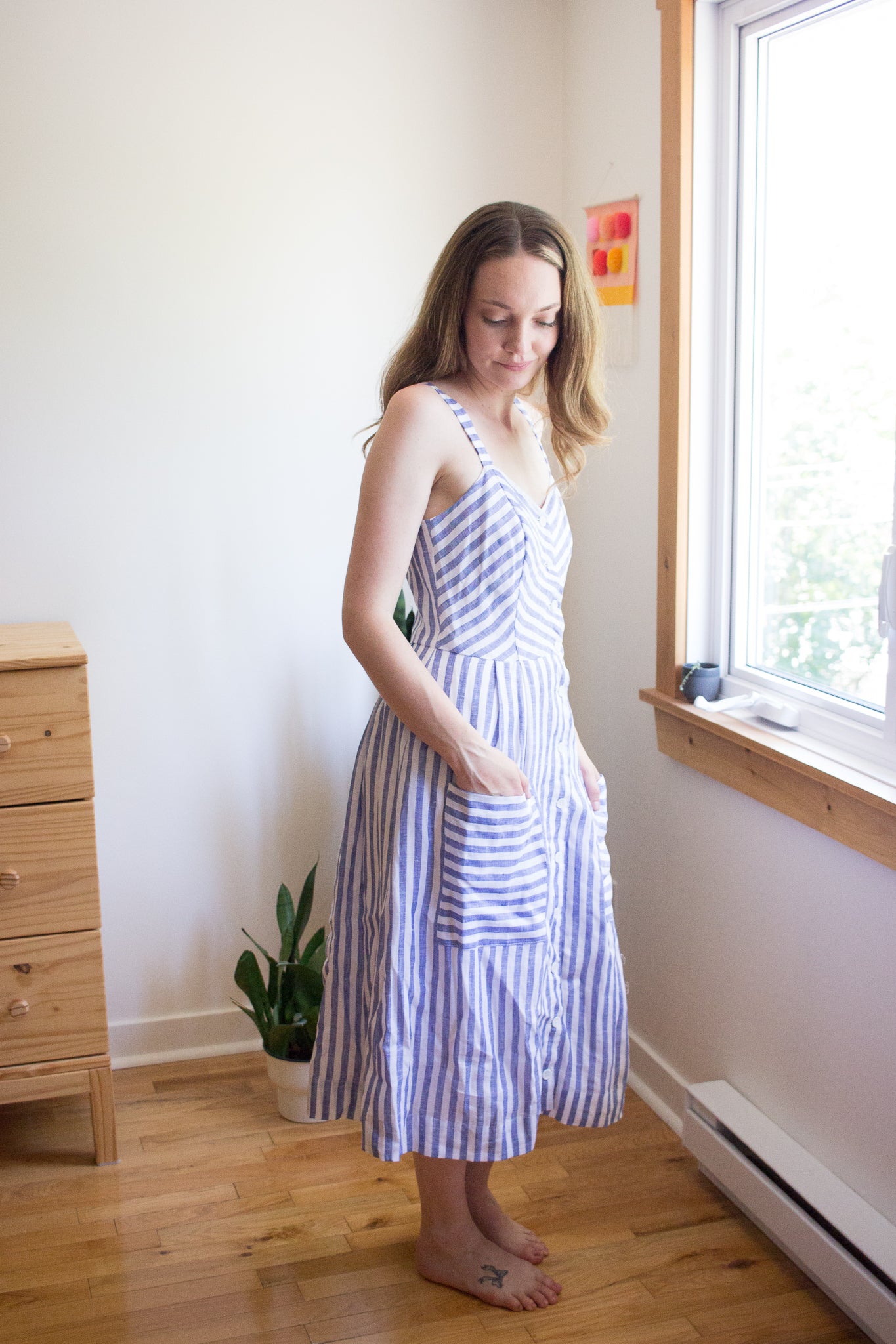 Birds of North America Vesper Sparrow Dress - Royal Stripe (Online Exclusive)