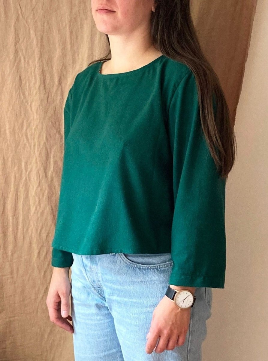 Atelier B Raw Silk Top (Emerald)