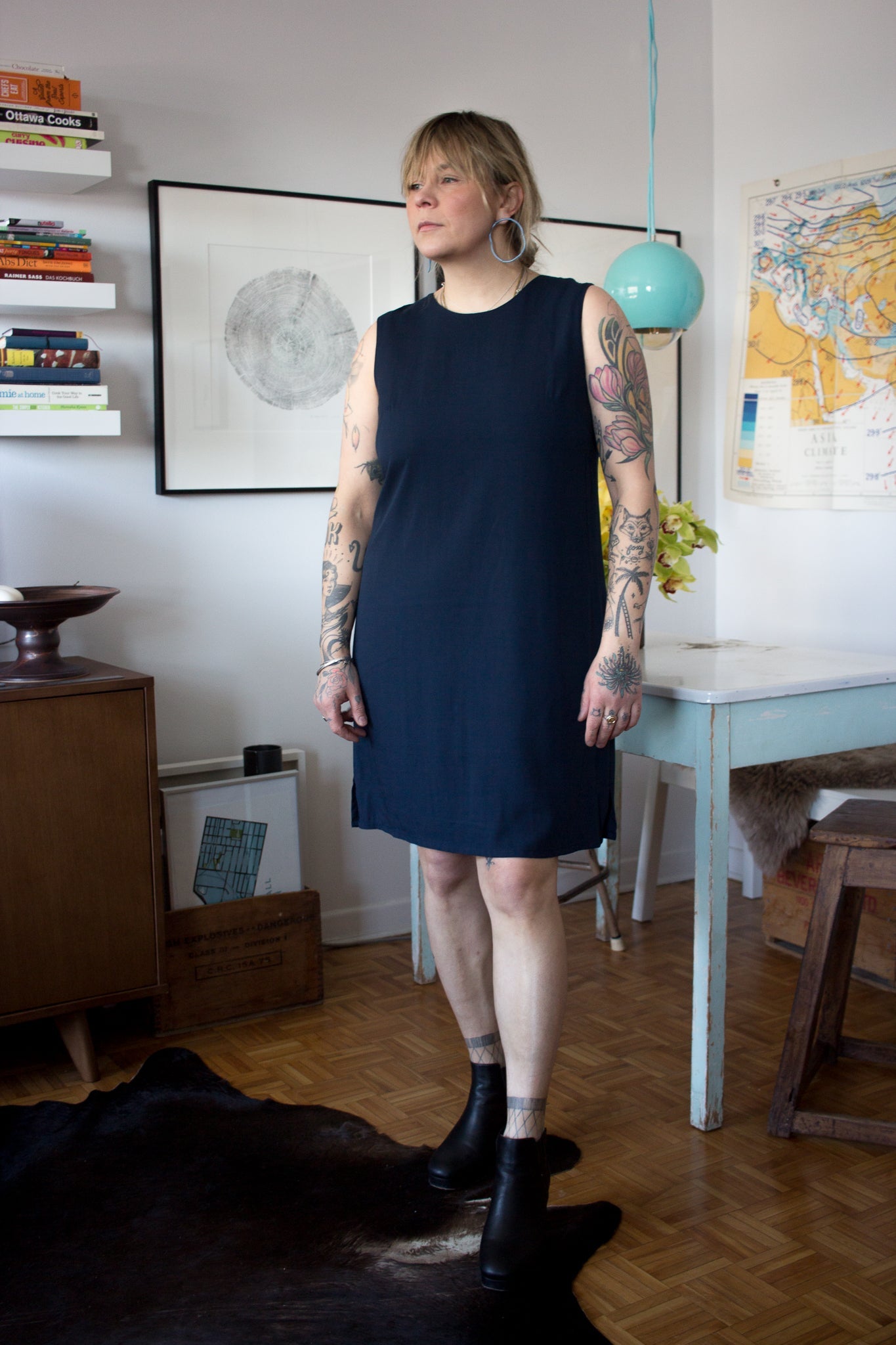 Birds of North America Kestrel Dress - Navy (Online Exclusive)