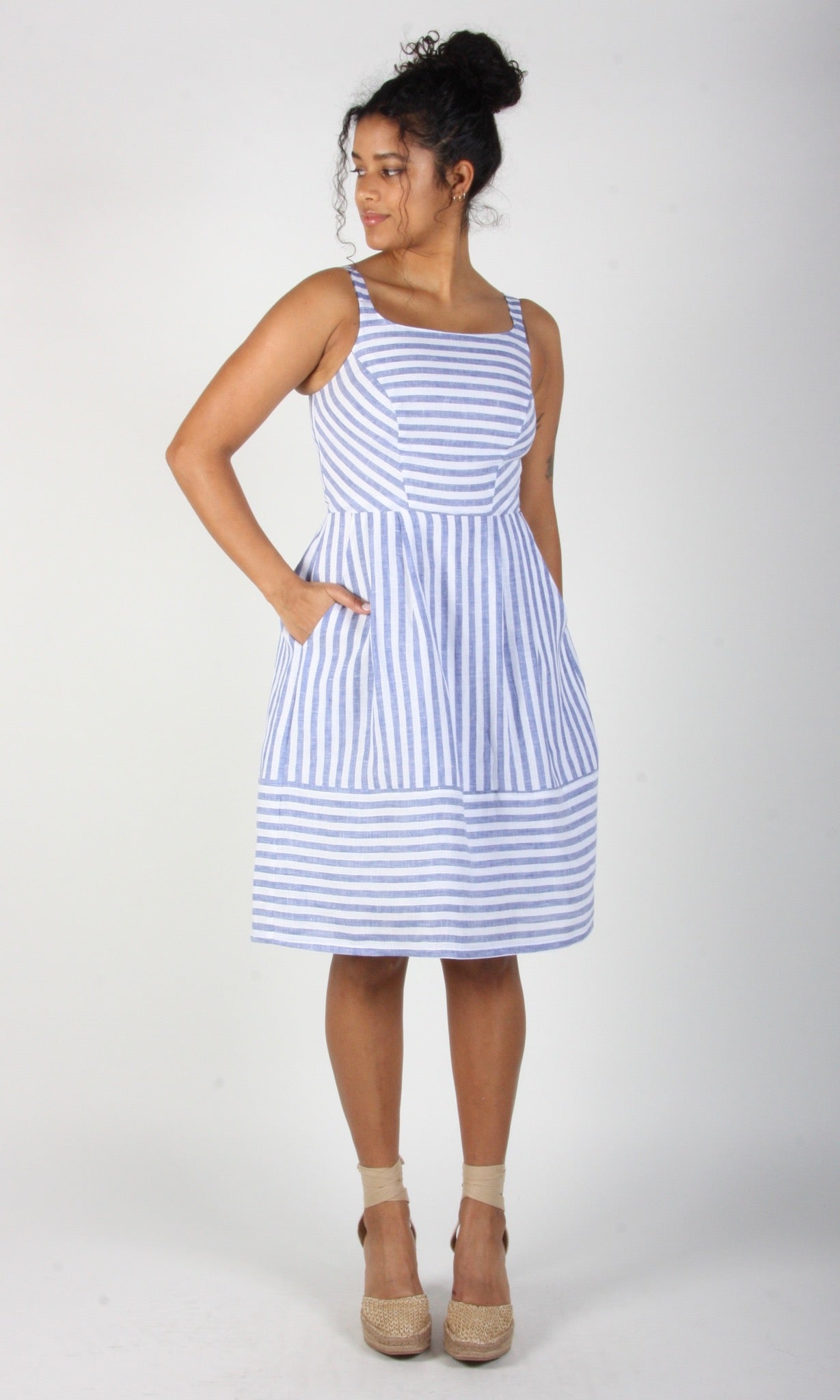 Birds of North America Water Pewee Dress - Royal Stripe (Online Exclusive)