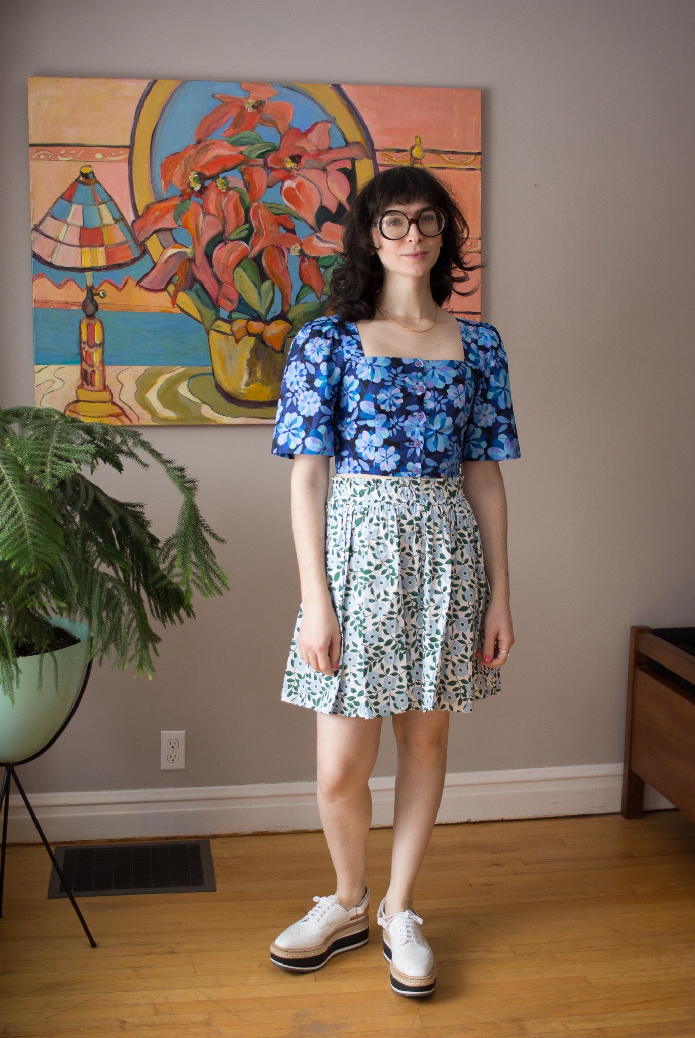 Eve Gravel Flore Skirt - Blue Flowers (In Store)