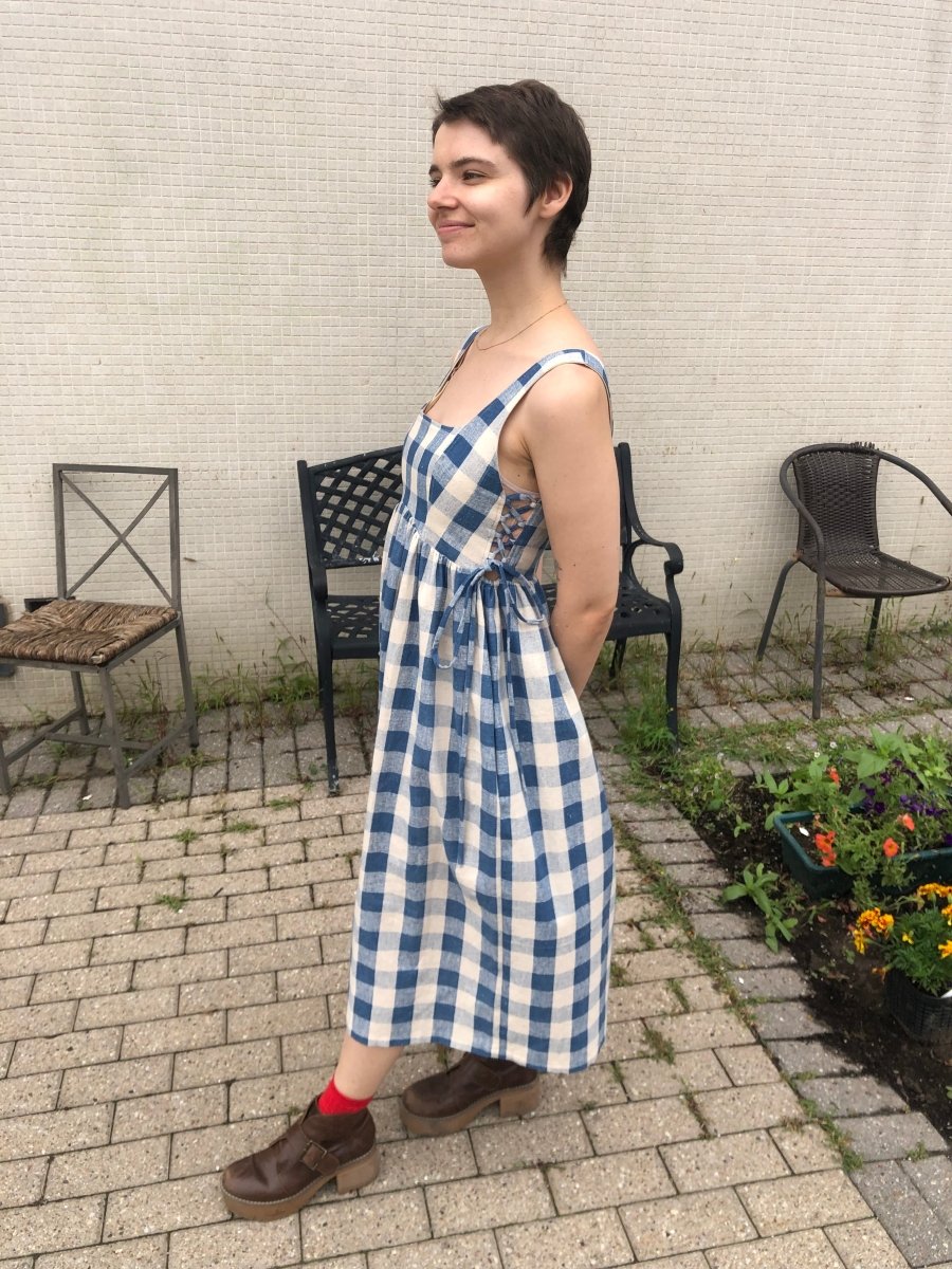 Fortiv Tulip Dress (Blue Gingham)