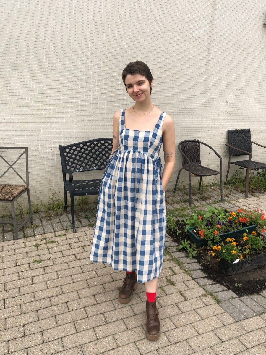 Fortiv Tulip Dress (Blue Gingham)