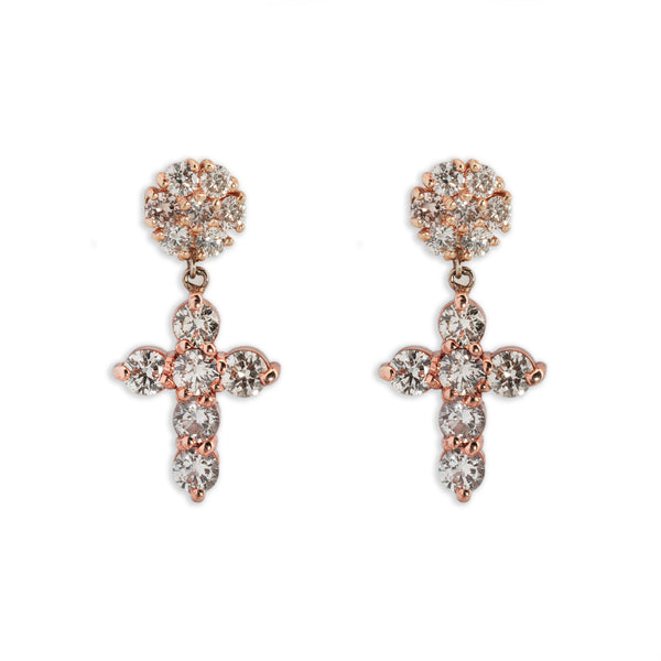 Diamond cross store dangle earrings