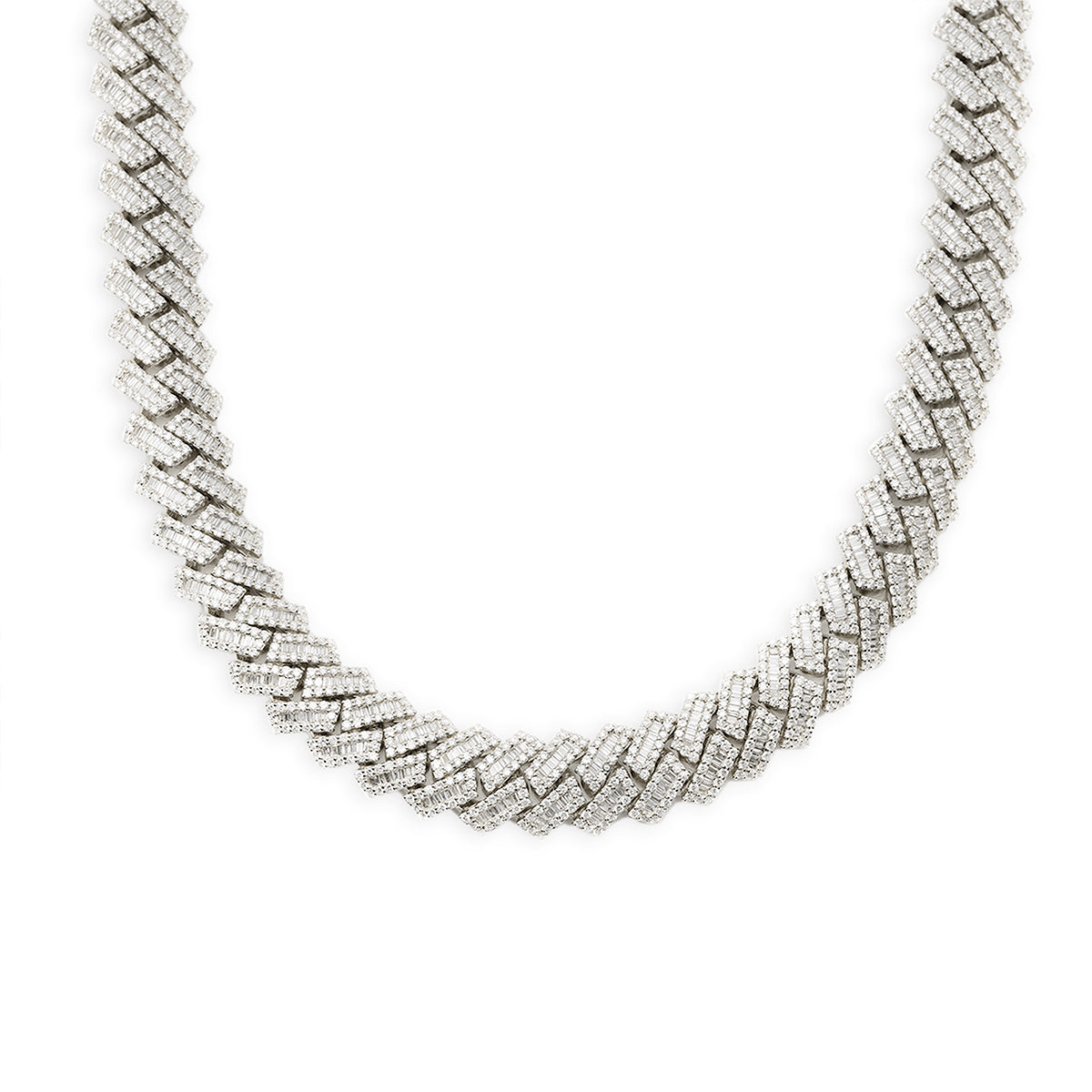 Cuban Link Chain With Diamonds and Baguettes – Haimov Jewelers