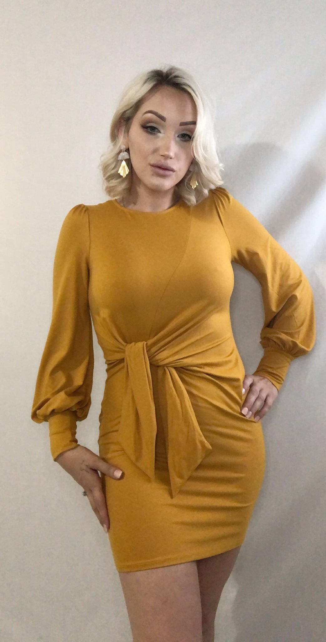mustard dress long sleeve