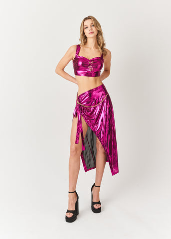 Vevina Pink Metallic Bustier Top